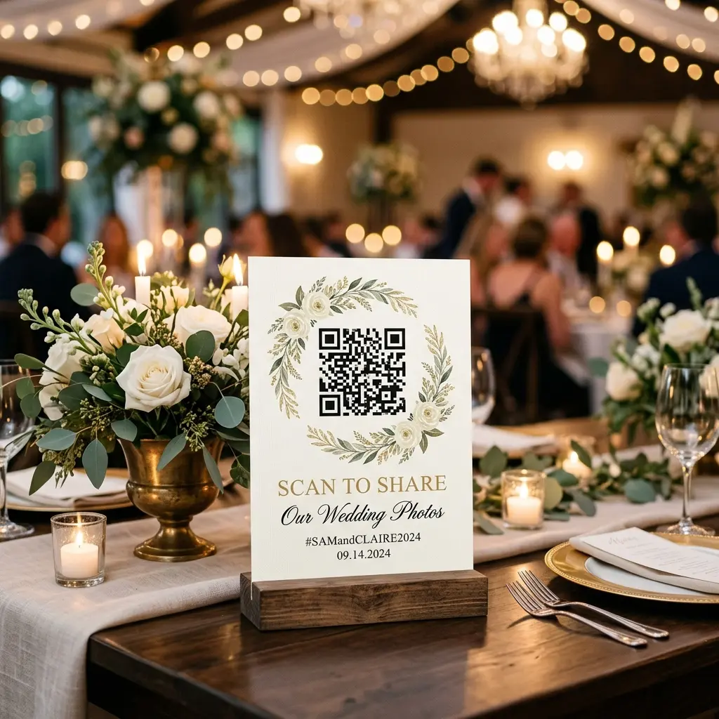 Event planner demonstrating perfectly sized QR code signage